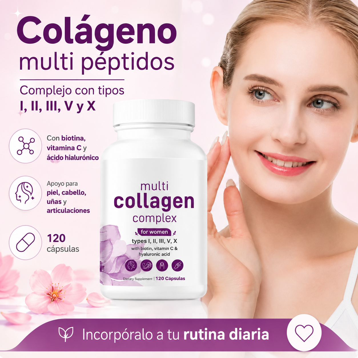 Suplemento de Colágeno Múltiple - ¡Piel Radiante y Firme!